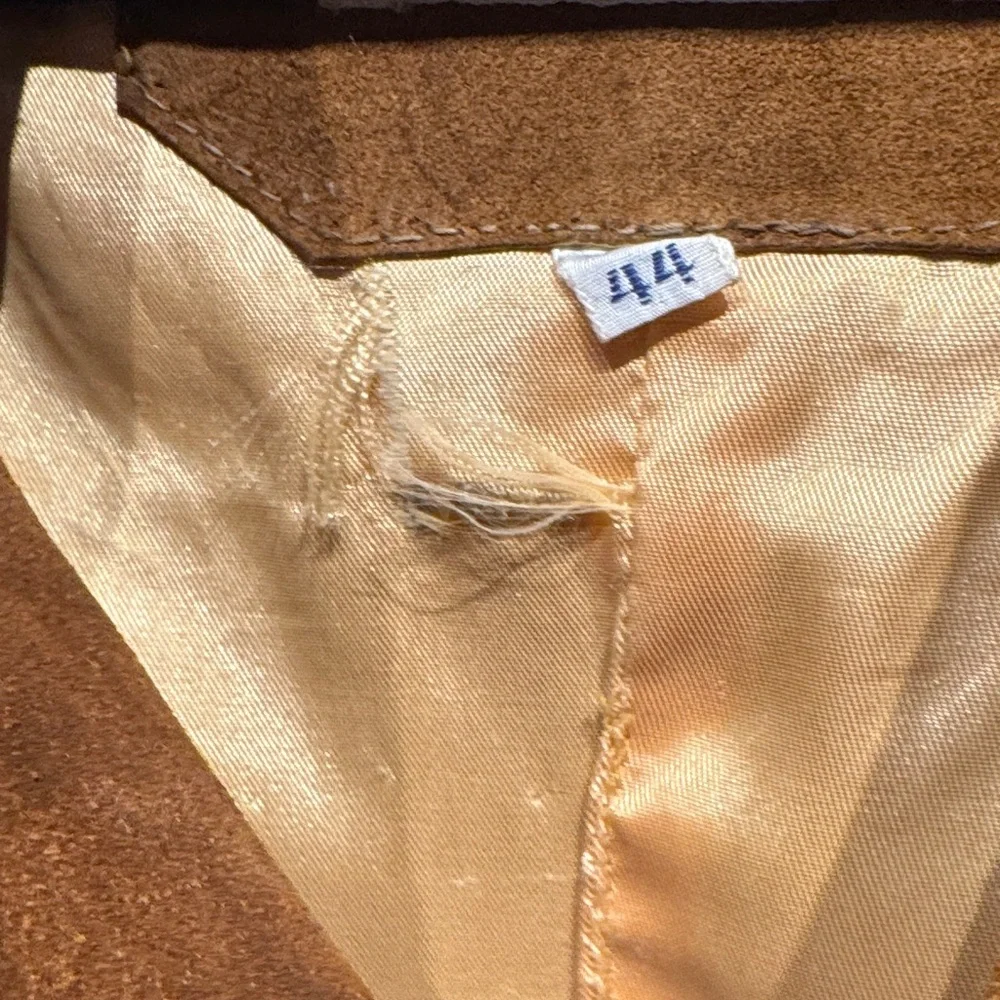 Men's Vintage 60s/70s Brown Suede Leather Belted Jacket - Picture 8 of 13